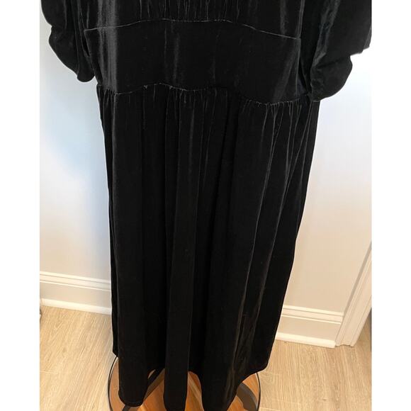 Lauren Ralph Lauren Plus Size Velvet Puff Sleeve Midi Dress In Black Size 3X New - Picture 12 of 15